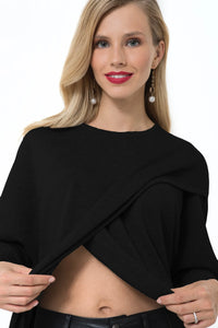 Let Loose Crossover Long Sleeve Maternity/Nursing Knit Top - BIG FRENCHIES