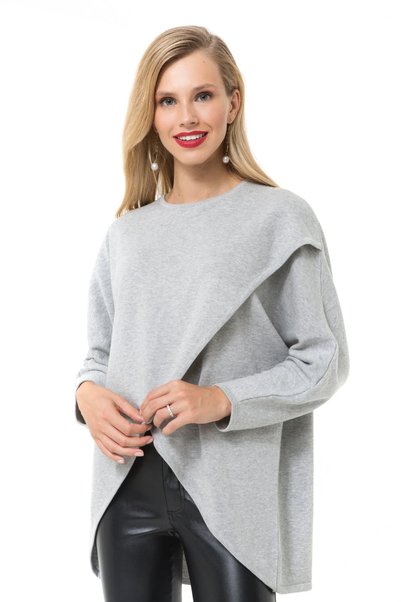 Let Loose Crossover Long Sleeve Maternity/Nursing Knit Top - BIG FRENCHIES