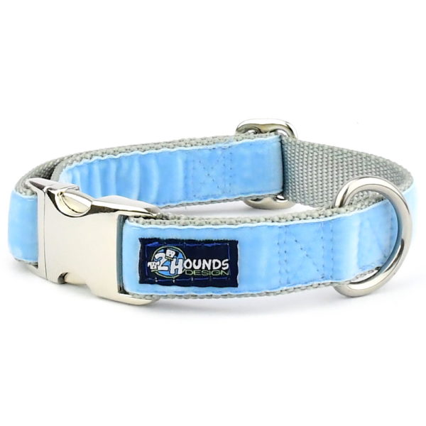 Light Blue Velvet Essential Martingale Dog Collar-Pet Collars & Leashes-BIG FRENCHIES-2 Hounds Design