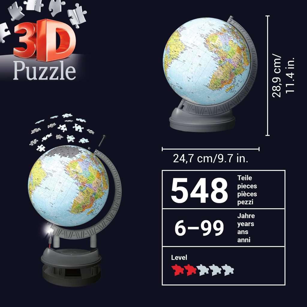 Light-Up Globe with Stand 548 Piece 3D Jigsaw Puzzle Ravensburger - BIG FRENCHIES