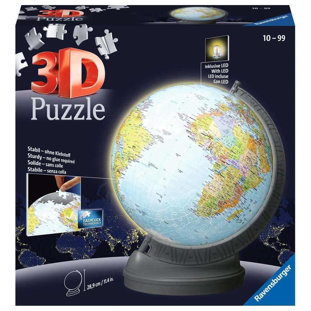 Light-Up Globe with Stand 548 Piece 3D Jigsaw Puzzle Ravensburger - BIG FRENCHIES