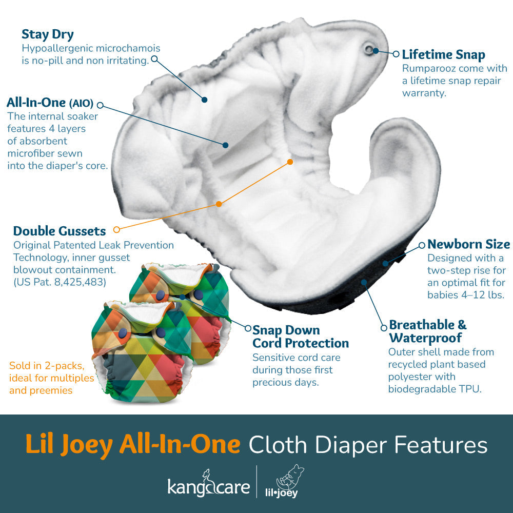 Lil Joey All In One Cloth Diaper (2 pk) - Castle