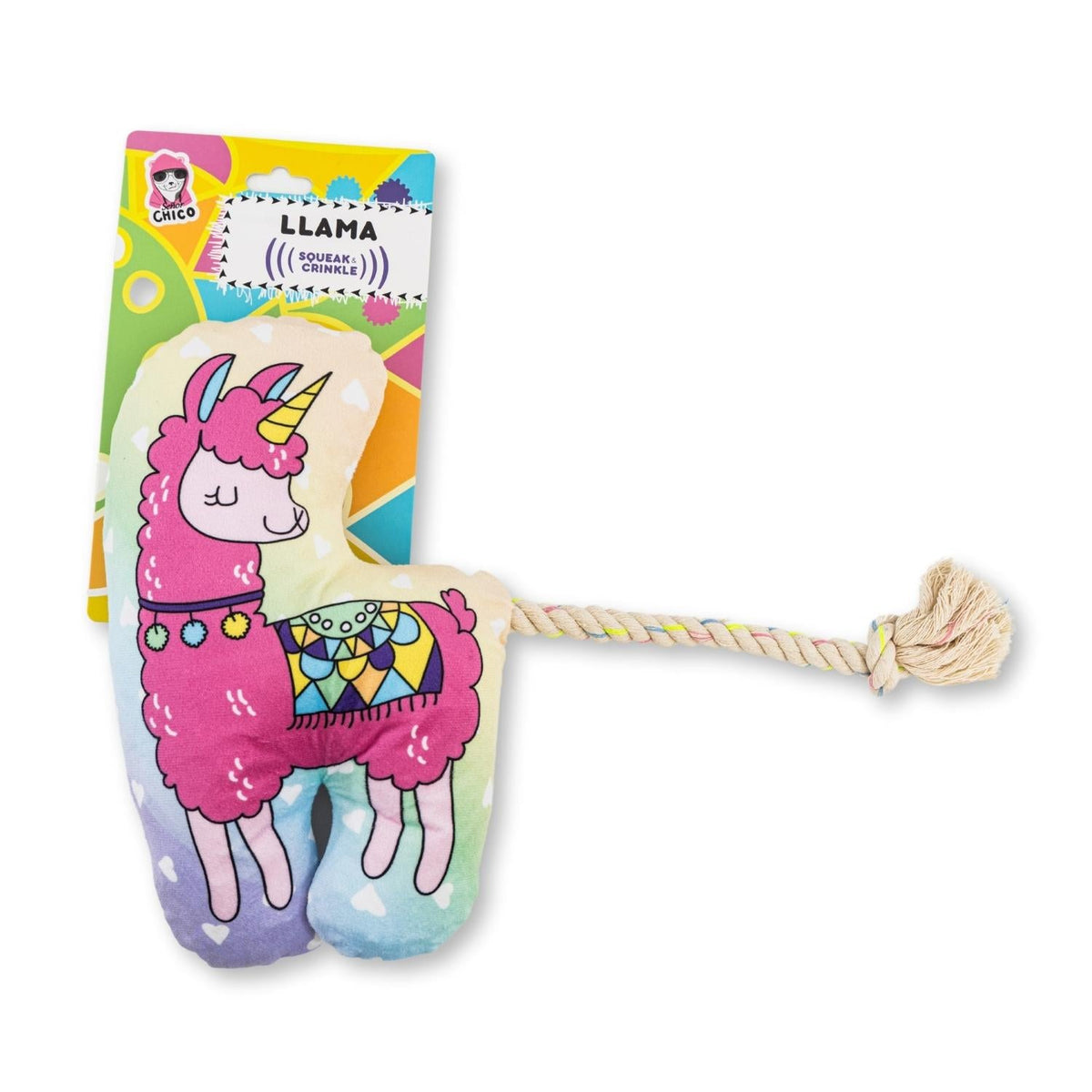 Magical Llama Plush Dog Toy – with Squeaker & Crinkle Paper for Fun Play - BIG FRENCHIES