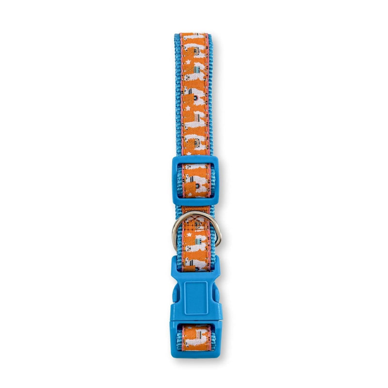 Nylon Dog Collar with Embroidered Llama Design, Adjustable, Comfortable & Secure Fit - BIG FRENCHIES