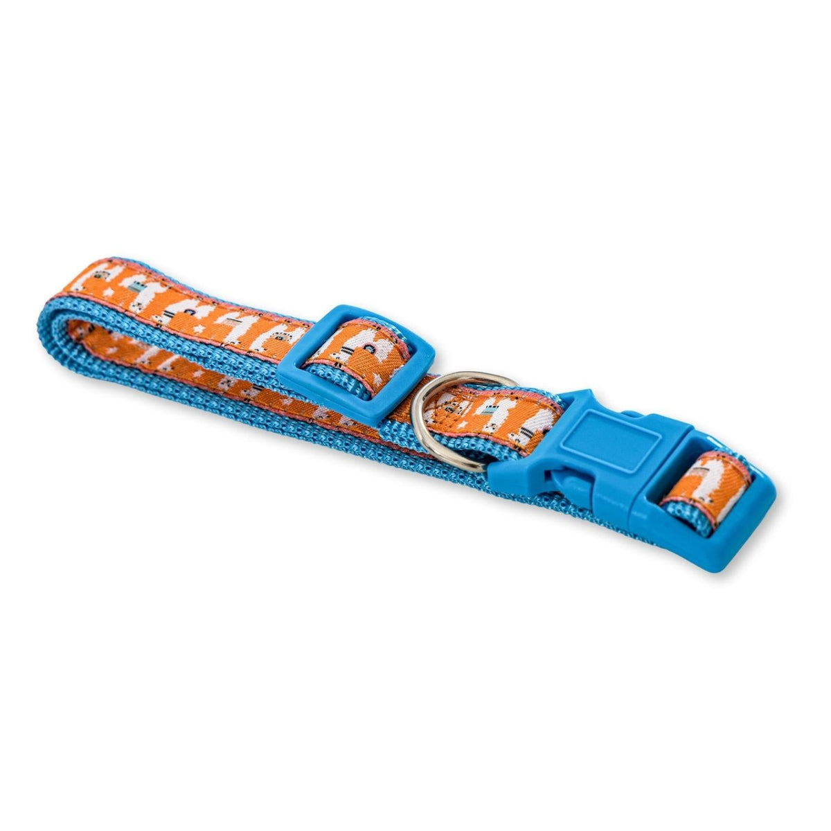 Nylon Dog Collar with Embroidered Llama Design, Adjustable, Comfortable & Secure Fit - BIG FRENCHIES