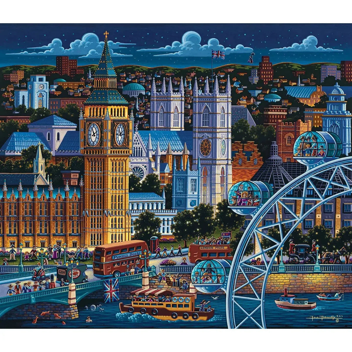 London 1000 Piece Jigsaw Puzzle Dowdle - BIG FRENCHIES