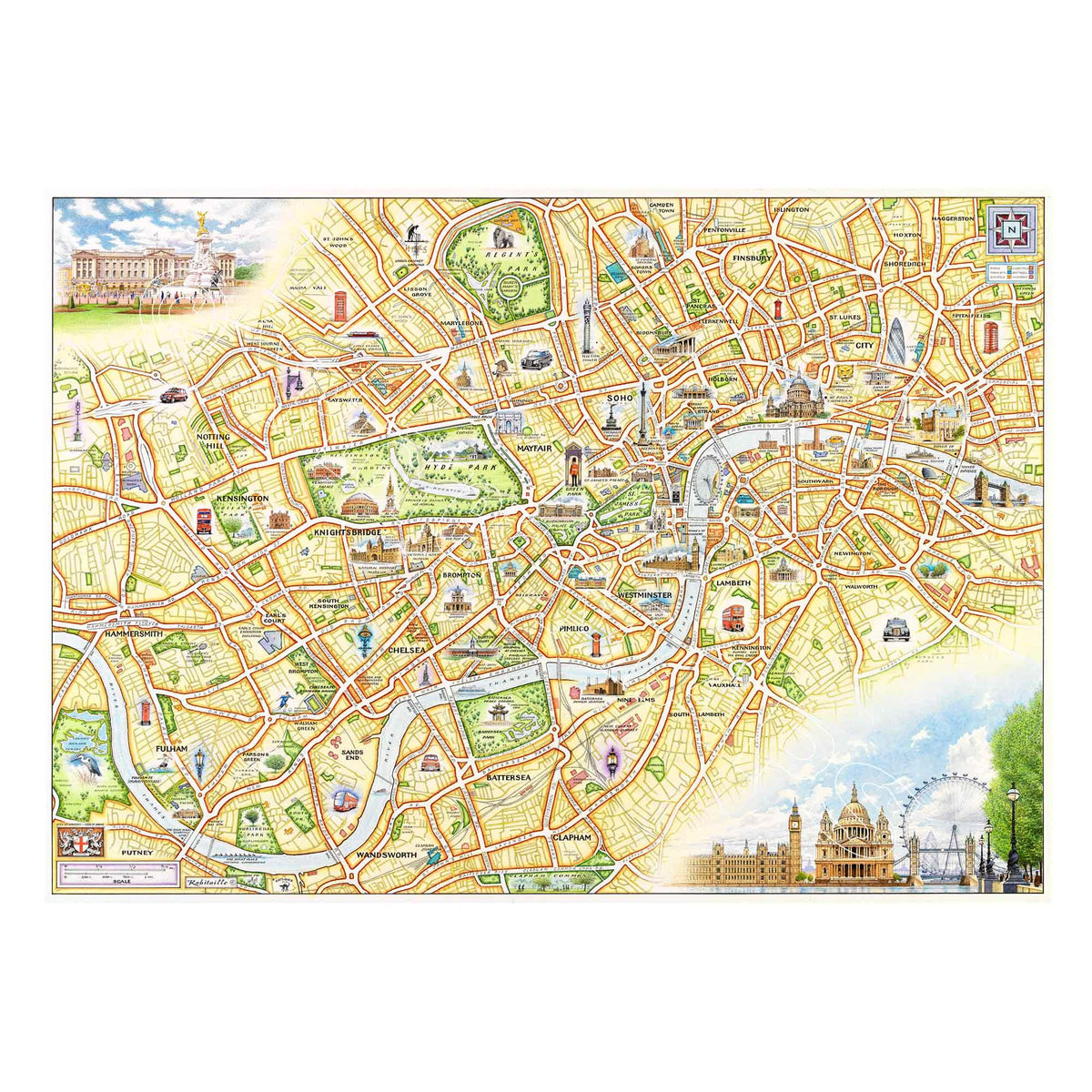 London 1000 Piece Jigsaw Puzzle Xplorer Maps - BIG FRENCHIES