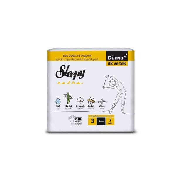 Sleepy Ultra Thin Organic Sanitary Pads for Nighttime Use - 7 Count