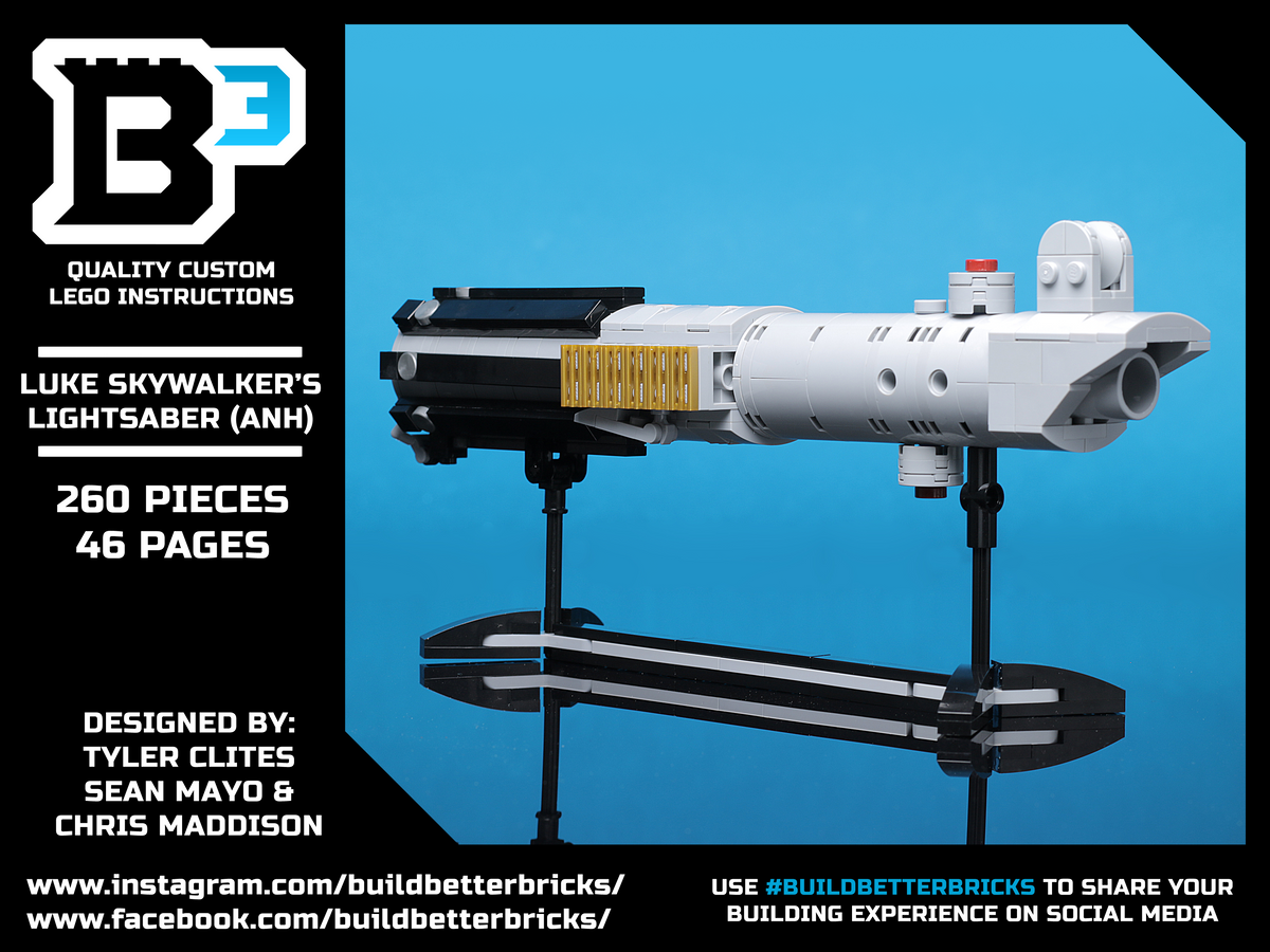 Luke Skywalker's A New Hope Lightsaber w/ Stand made using LEGO parts (Life-Size)-Custom LEGO Kit-BIG FRENCHIES-B3 Customs