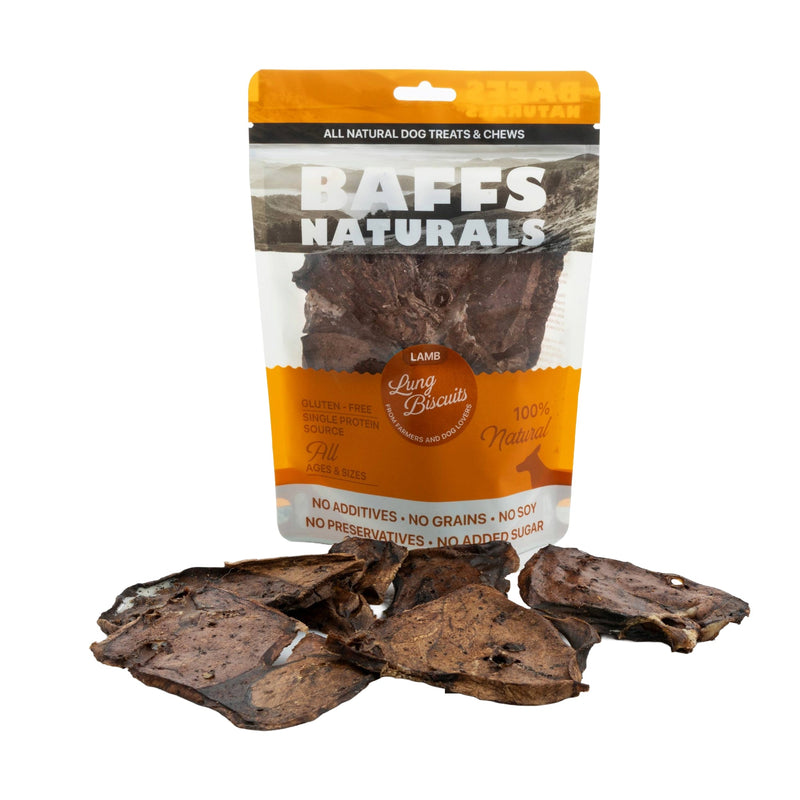 BAFFS NATURALS All-Natural Premium Lamb Lung Biscuits – 2 Pack (4oz Each) - BIG FRENCHIES