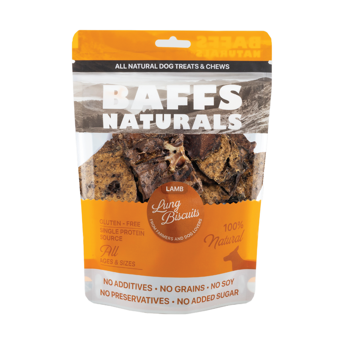 BAFFS NATURALS All-Natural Premium Lamb Lung Biscuits – 2 Pack (4oz Each) - BIG FRENCHIES