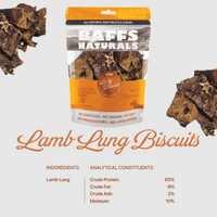 BAFFS NATURALS All-Natural Premium Lamb Lung Biscuits – 2 Pack (4oz Each) - BIG FRENCHIES