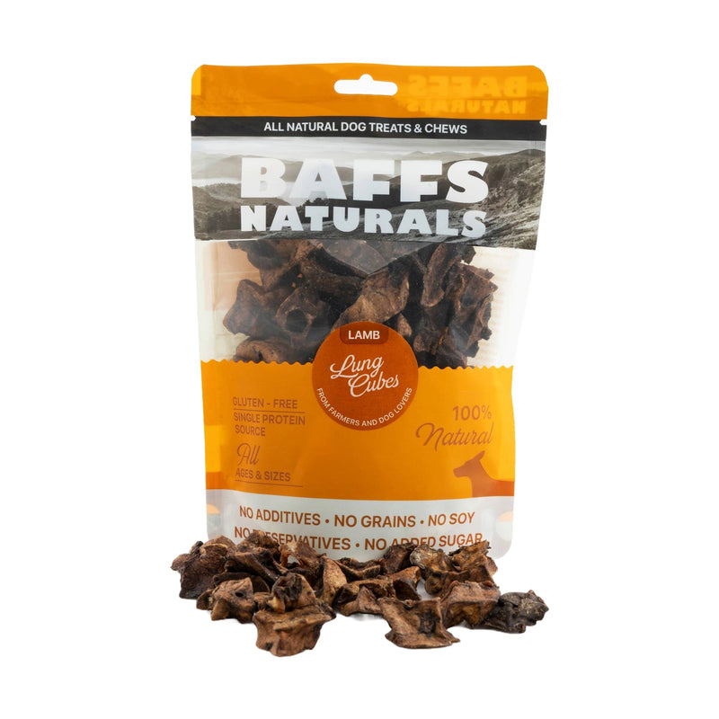BAFFS NATURALS All-Natural Premium Lamb Lung Cubes – (7oz Bag) - BIG FRENCHIES