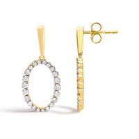 14K Yellow Gold Graduating 1/2 Cttw Diamond Oval Dangle Earrings