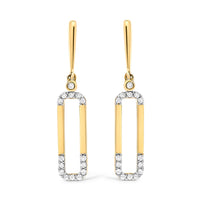 14K Yellow Gold 1/5 Cttw Diamond Paper Clip Dangle Earrings