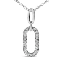 14K White Gold Diamond Accent Paperclip Pendant Necklace