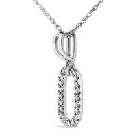 14K White Gold Diamond Accent Paperclip Pendant Necklace