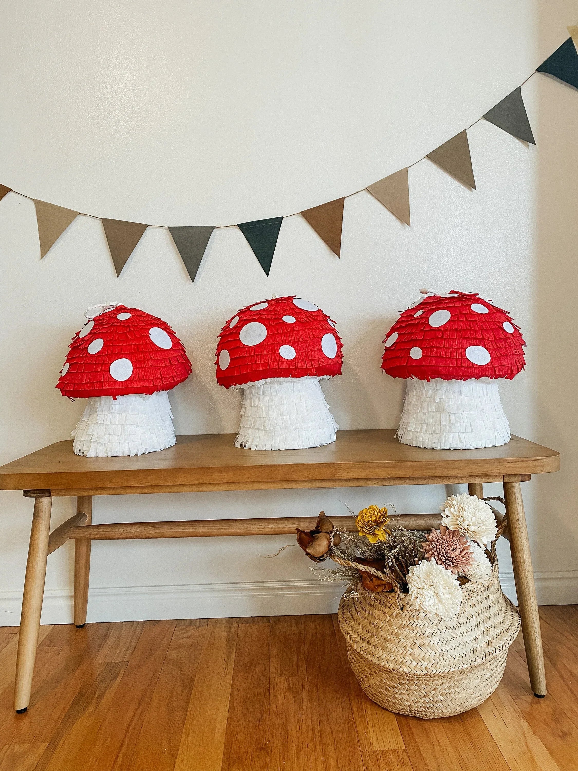 🍄 Enchanted Forest Mushroom Piñata – Handmade Fairy Tale Party Decoration, Candy Holder - BIG FRENCHIES