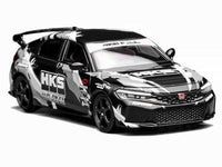 Honda Civic Type R (FL5) RHD (Right Hand Drive) "HKS" Matt Black with Graphics 1/64 Diecast Model Car by MotorHelix