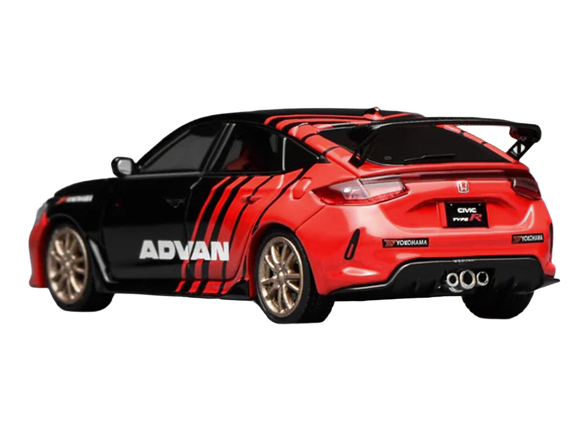 Honda Civic Type R (FL5) RHD (Right Hand Drive) "ADVAN" Black and Red 1/64 Diecast Model Car by MotorHelix