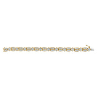 14K Yellow Gold 8 1/5 Cttw Baguette and Princess-Cut Diamond Geometric Twist Link Bracelet (G-H Color, VS1-VS2 Clarity) - Size 7"