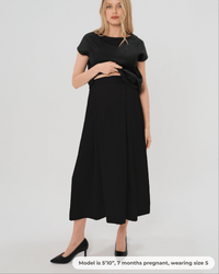 Over-Under Bump Pleated Maternity Maxi Skirt in All-Season Wool Blend - BIG FRENCHIES