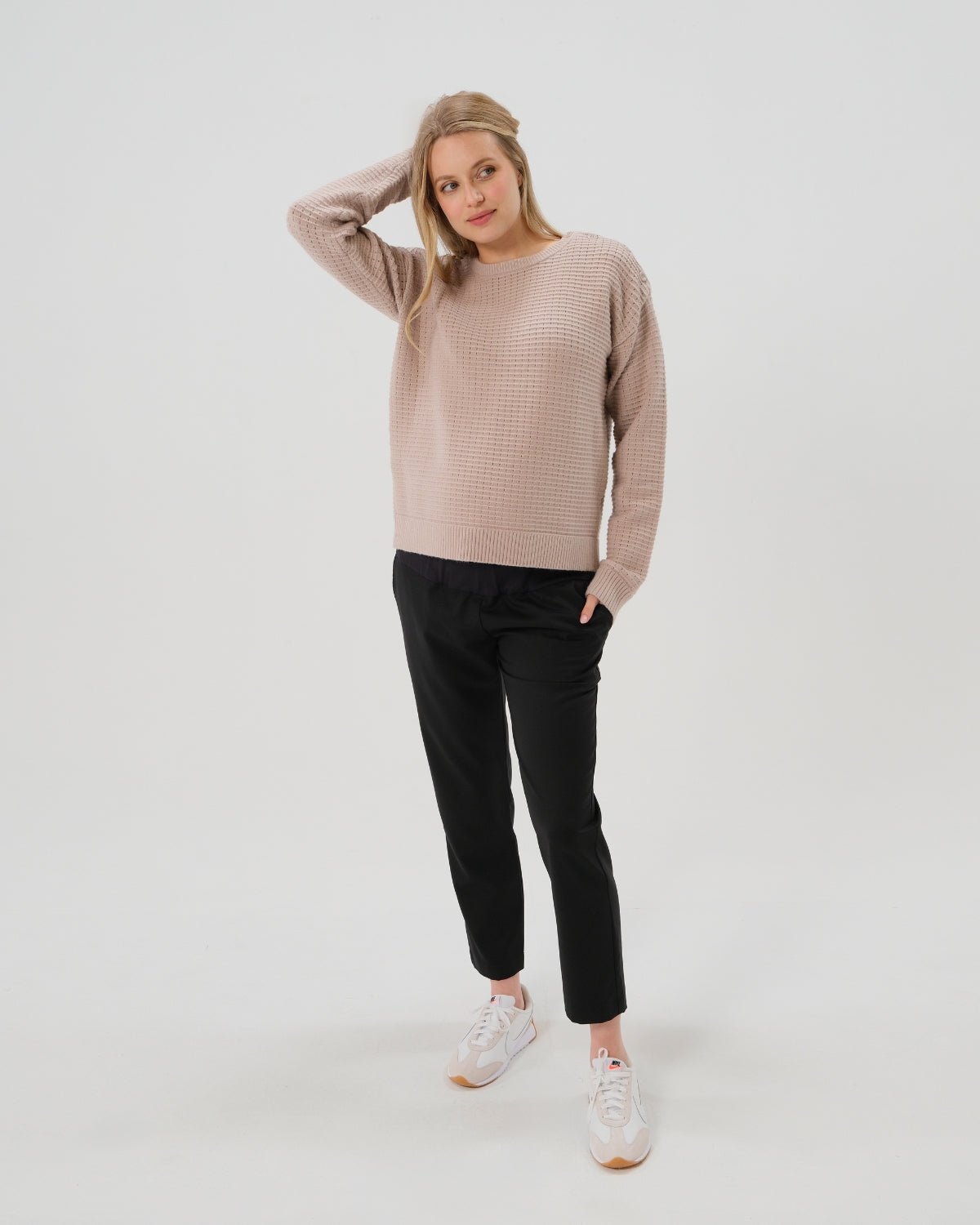 Button-Shoulder Maternity & Nursing Sweater w/Thumbhole Feature - BIG FRENCHIES