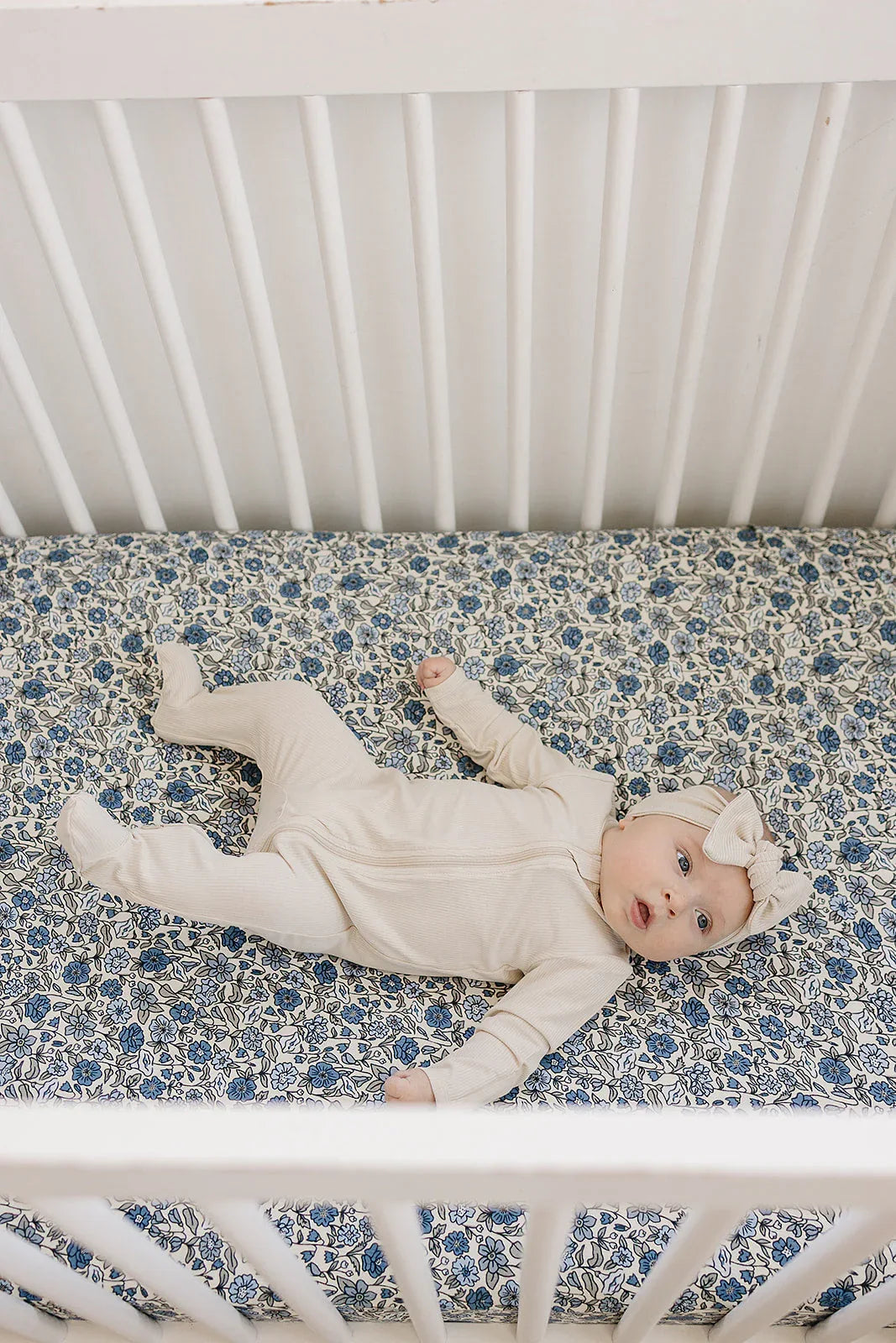 Bluebell Pointelle Bamboo Stretch Crib Sheet - BIG FRENCHIES