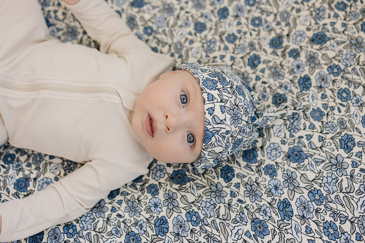 Bluebell Pointelle Bamboo Newborn Knot Hat - BIG FRENCHIES
