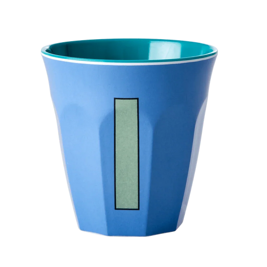 Melamine Cup - Medium with Alphabet in Bluish Colors | Letter I - BIG FRENCHIES