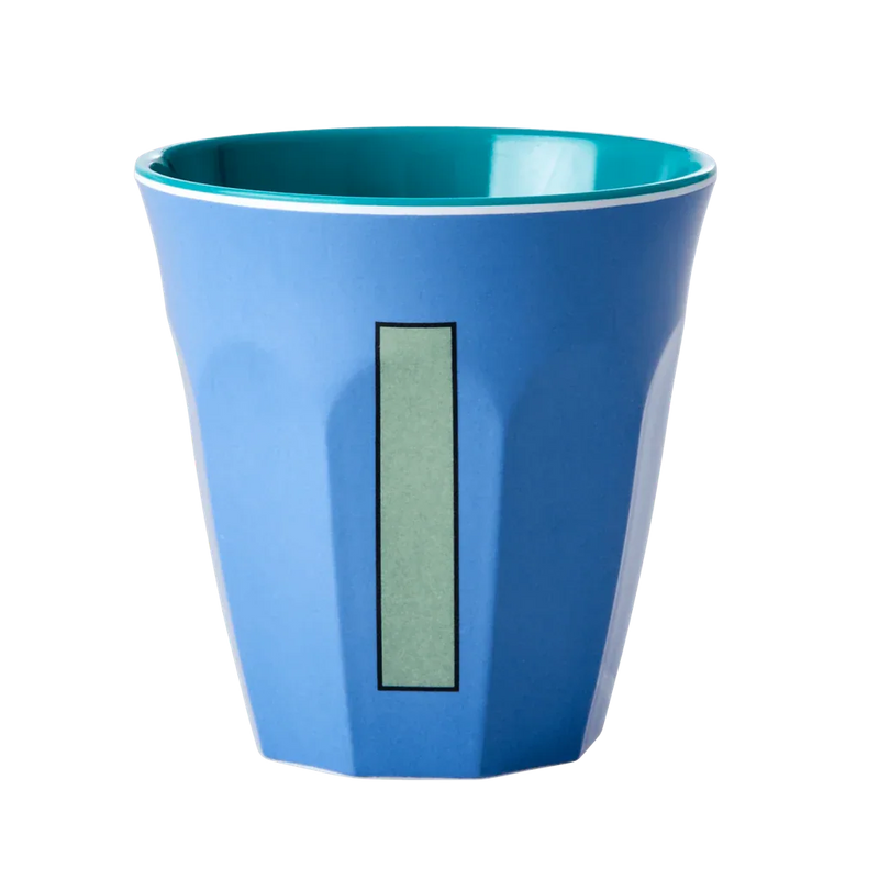 Melamine Cup - Medium with Alphabet in Bluish Colors | Letter I - BIG FRENCHIES