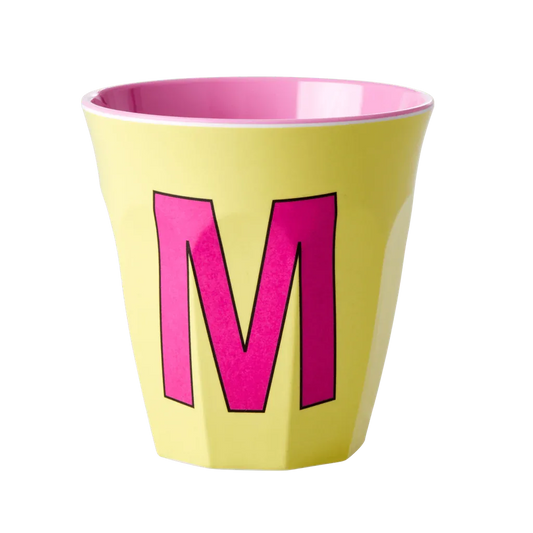Melamine Cup - Medium with Alphabet in Pinkish Colors | Letter M - BIG FRENCHIES