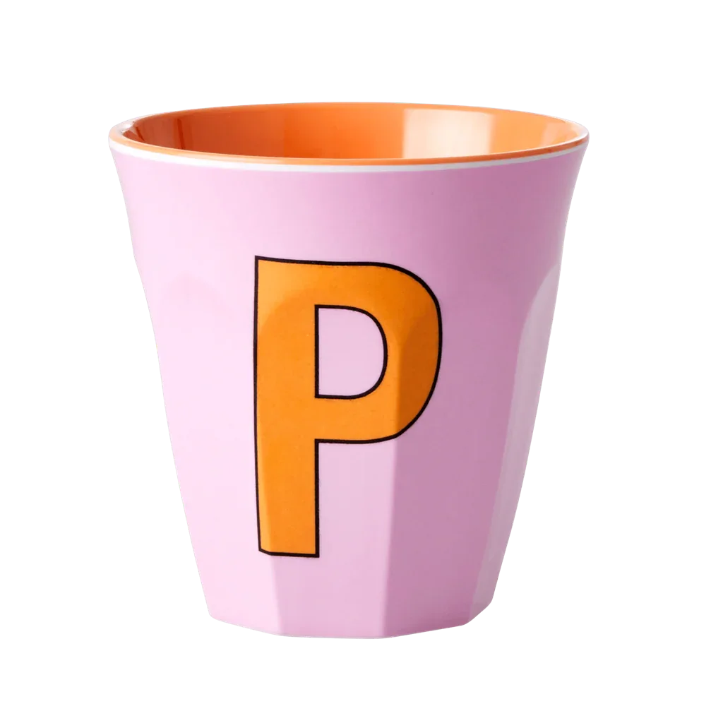 Melamine Cup - Medium with Alphabet in Pinkish Colors | Letter P - BIG FRENCHIES