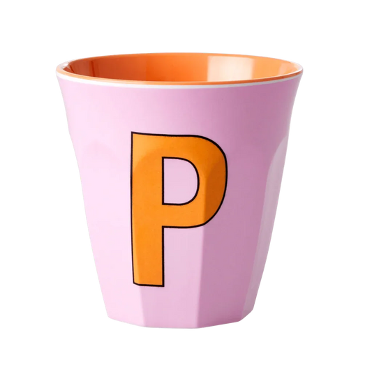 Melamine Cup - Medium with Alphabet in Pinkish Colors | Letter P - BIG FRENCHIES