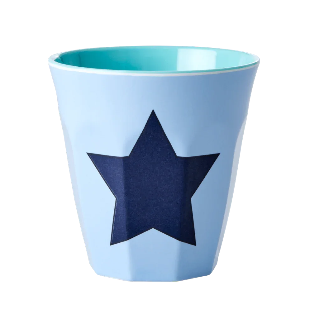 Medium Melamine Cup | Star in Soft Blue Print - BIG FRENCHIES