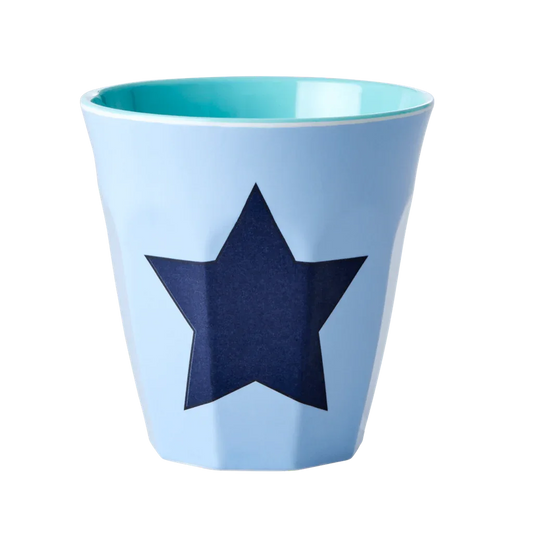 Medium Melamine Cup | Star in Soft Blue Print - BIG FRENCHIES