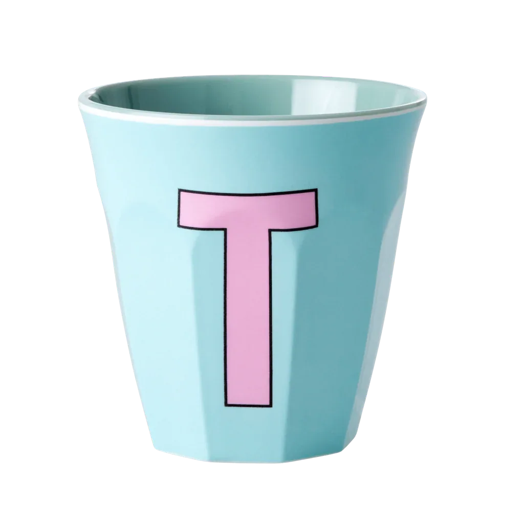 Melamine Cup - Medium with Alphabet in Pinkish Colors | Letter T - BIG FRENCHIES