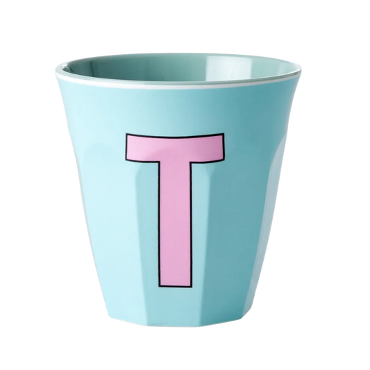 Melamine Cup - Medium with Alphabet in Pinkish Colors | Letter T - BIG FRENCHIES