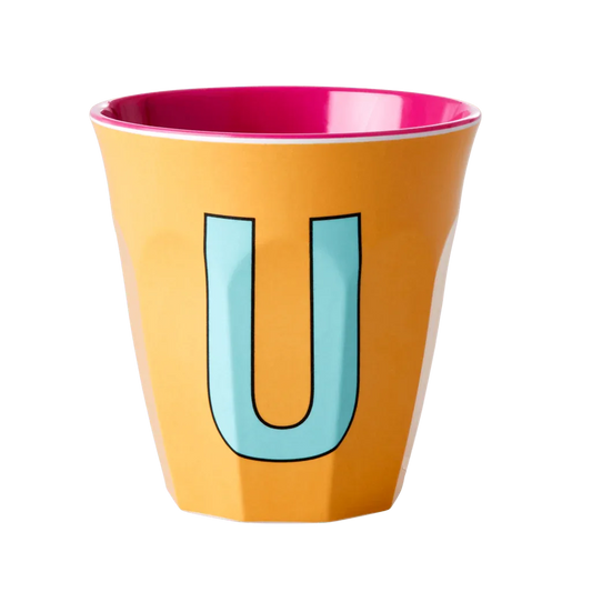 Melamine Cup - Medium with Alphabet in Pinkish Colors | Letter U - BIG FRENCHIES