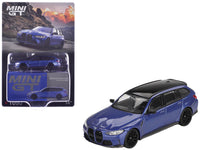 BMW M3 Competition Touring Portimao Blue Metallic with Black Top 1/64 Diecast Model Car by Mini GT