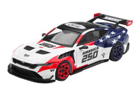 Ford Mustang GTD "America 250 - USA Exclusive" White with American Flag Graphics Limited Edition 1/64 Die Cast Model Car by Mini GT