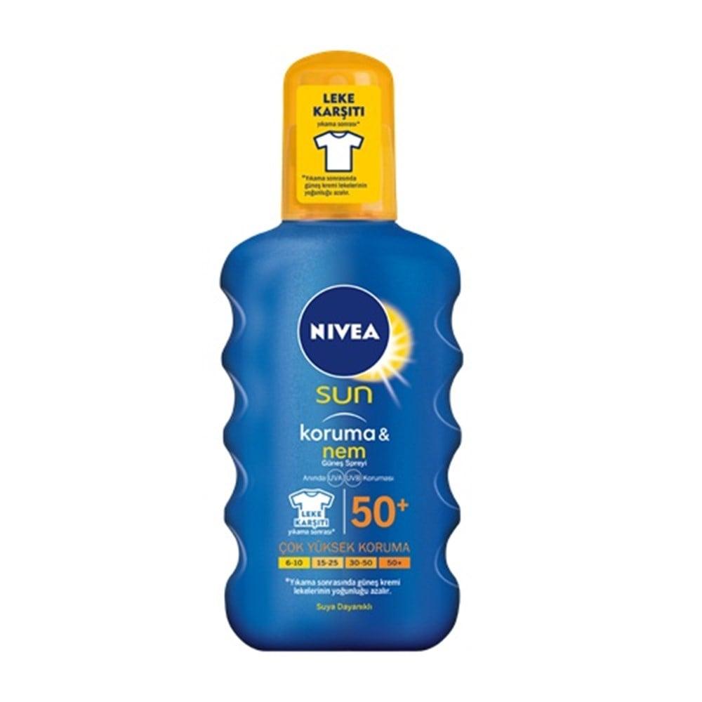Nivea Sun Protection SPF 50+ Moisturizing Sunscreen Spray for All Skin Types - Waterproof & Hydrating Formula
