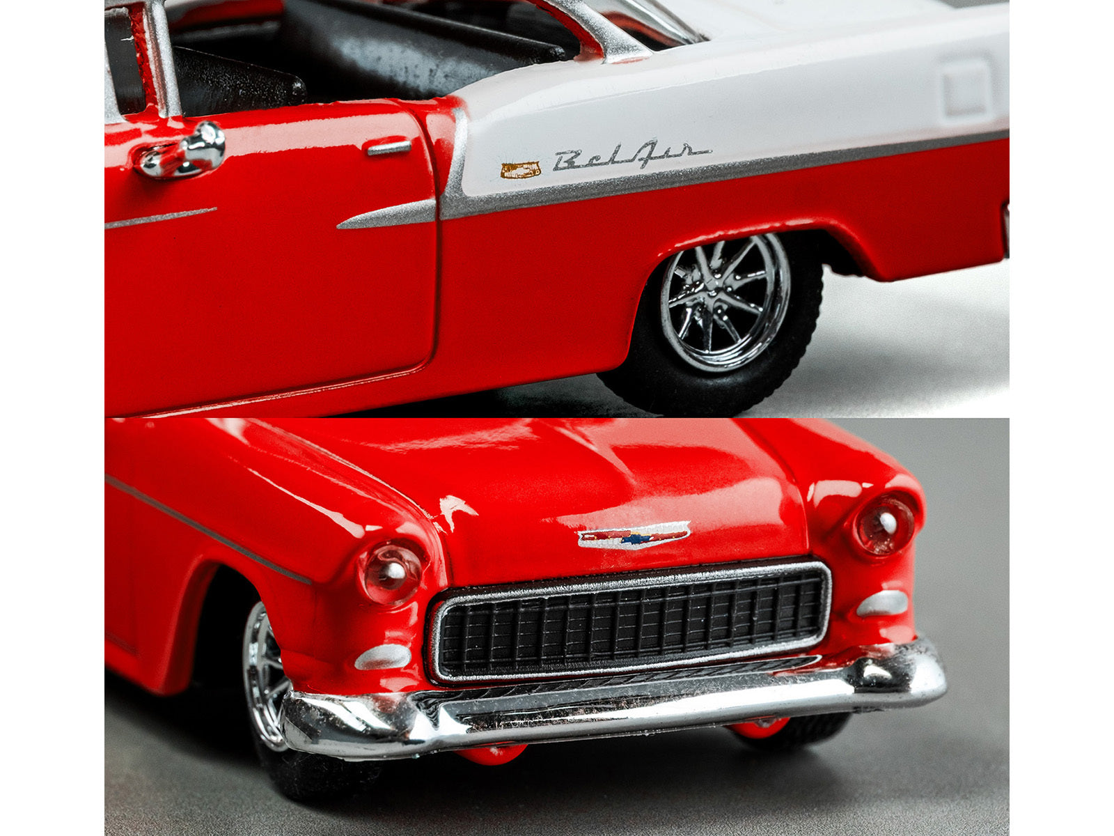 1955 Chevrolet Bel Air Red and White "Collection" Series 1/64 Diecast Model Car by Majorette