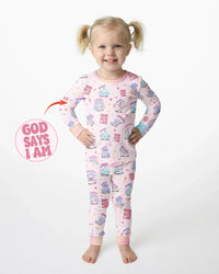 God Says I Am Girl Bamboo Two Piece Long Sleeve Pajama Set