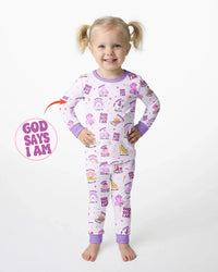 God Says I Am Girl Bamboo Two Piece Long Sleeve Pajama Set