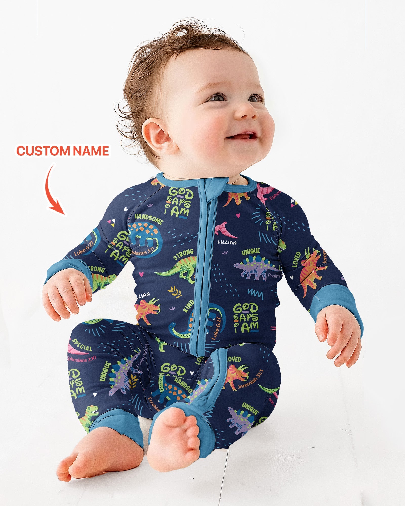 Custom Name God says I am Dinosaur Bamboo Convertible Zippy