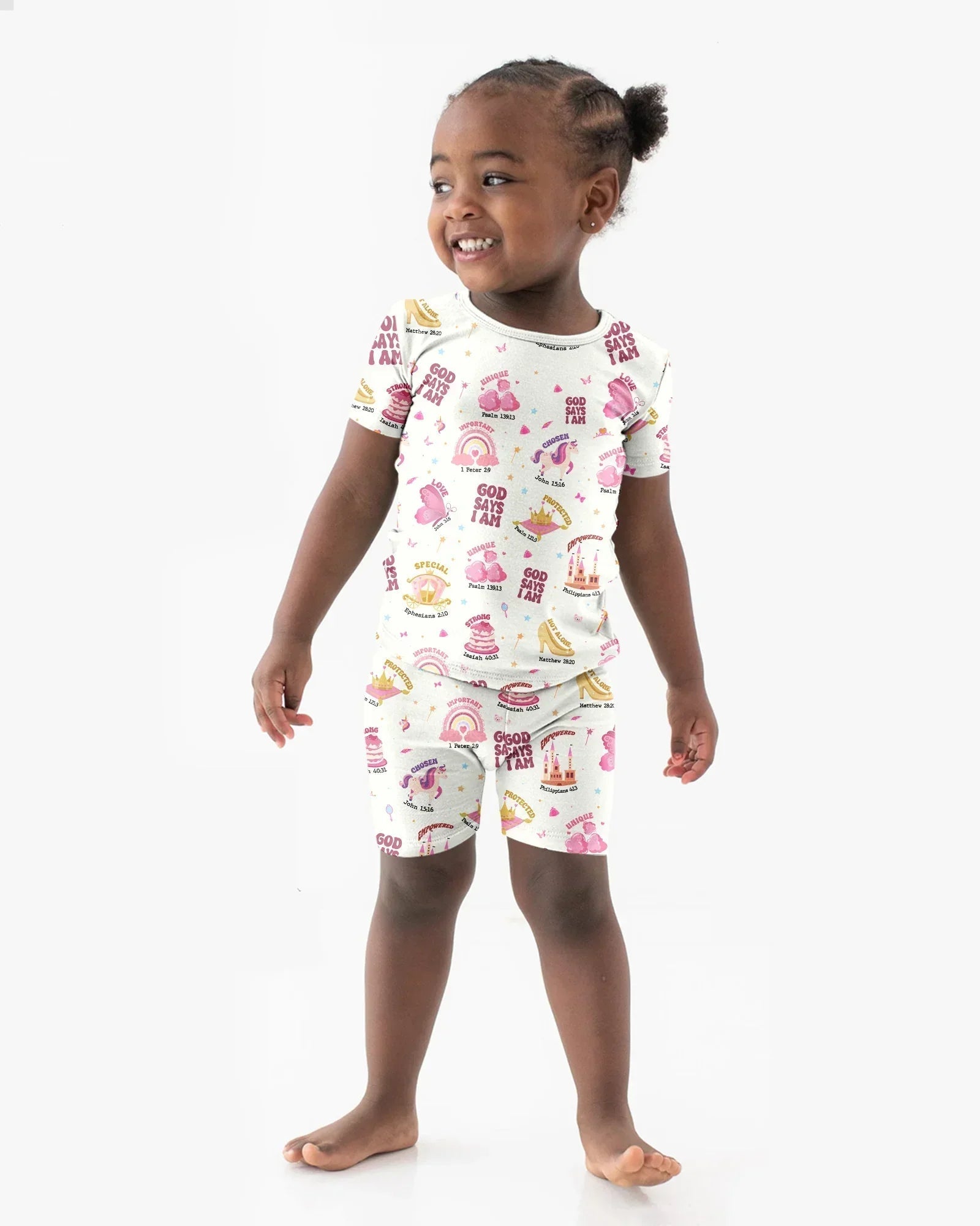 God Says I Am Girl Bamboo Two Piece Short Sleeve Shorts Pajama Set