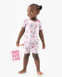 God Says I Am Girl Bamboo Two Piece Short Sleeve Shorts Pajama Set