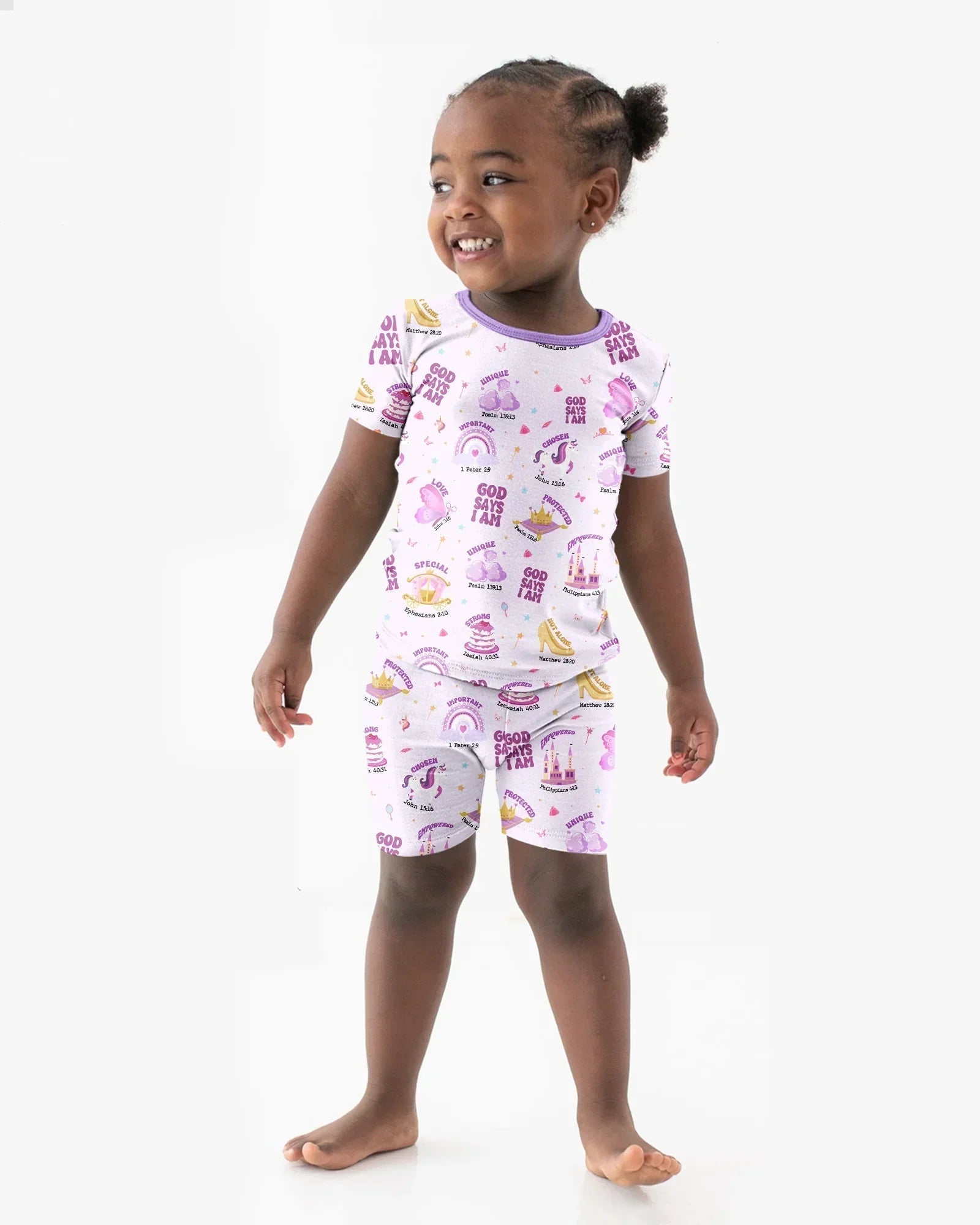 God Says I Am Girl Bamboo Two Piece Short Sleeve Shorts Pajama Set