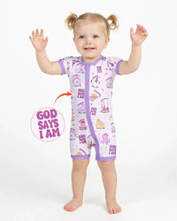 God Says I Am Girl Bamboo Shorty Zippy